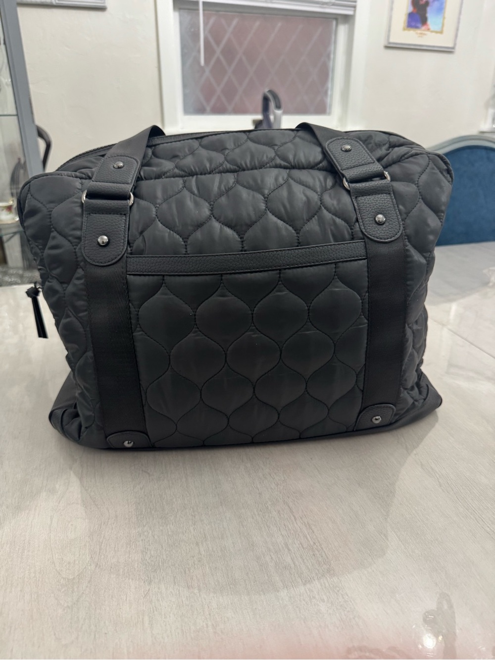Isaac Mizrahi Black Quilted Weekender Travel Bag